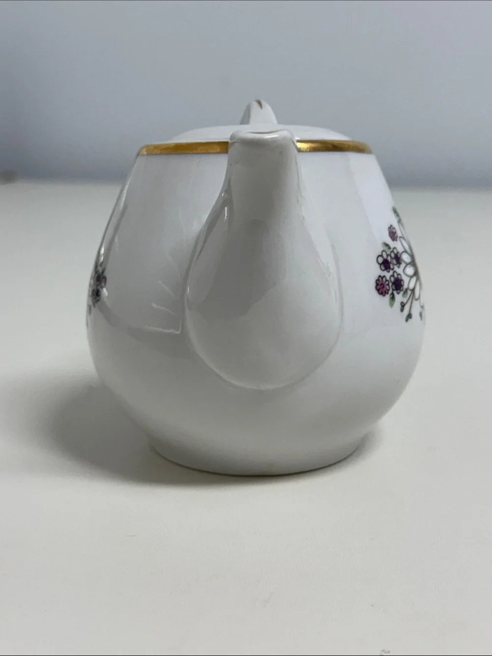 Lubiana Made In Poland  Porcelain Teapot with Blue Floral Design and Gold Trim
